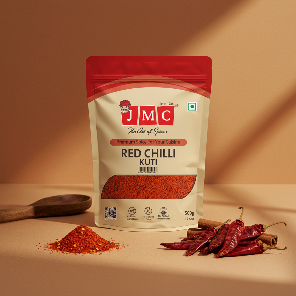 JMC Premium Lal Mirch Red Chilli Kuti with Some Dried Red Chilies and Powdered Red Chilli